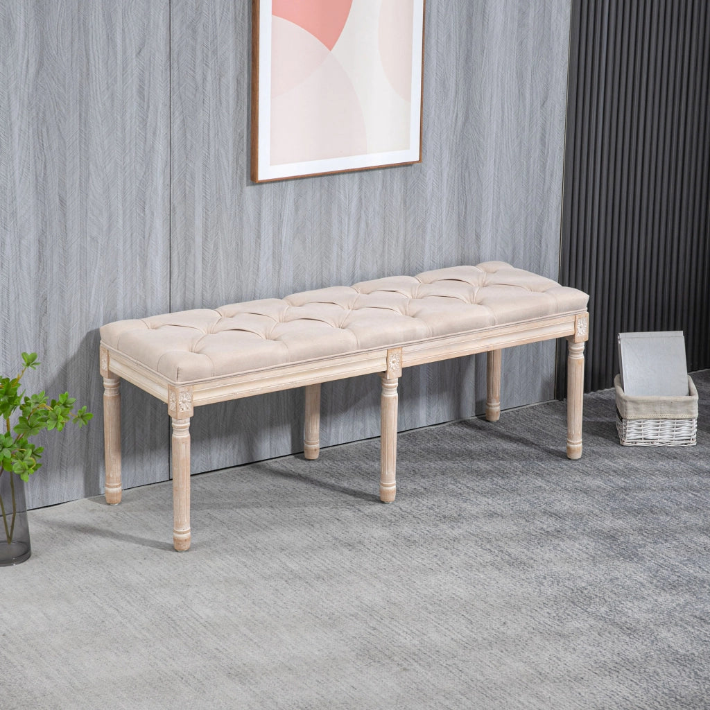 Divano a 2 posti ¨C zephmum ¨C Vintage, bottoni, gambe tornite, crema e bianco