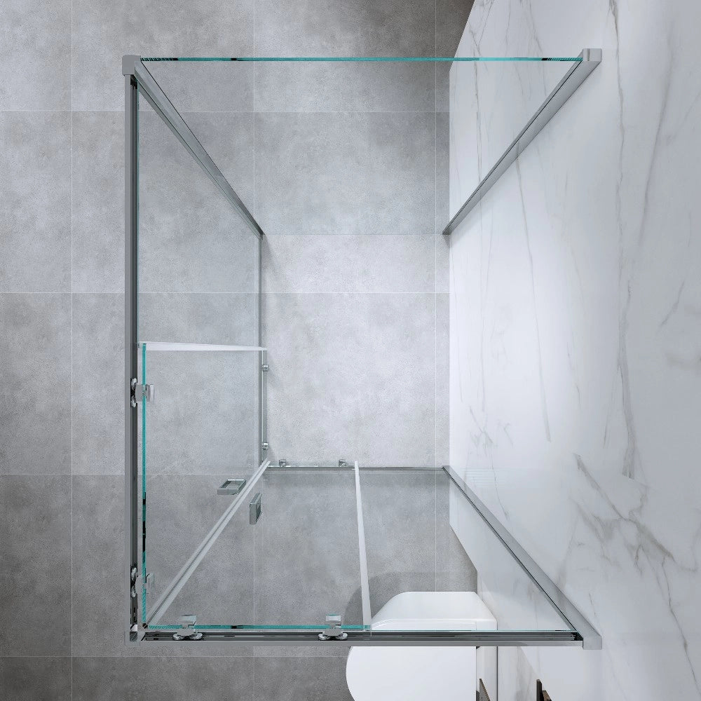 Box Doccia 3 Lati 80x100x80 Cm H185 cm Cristallo Trasparente 6 mm Scorrevole| Kiro