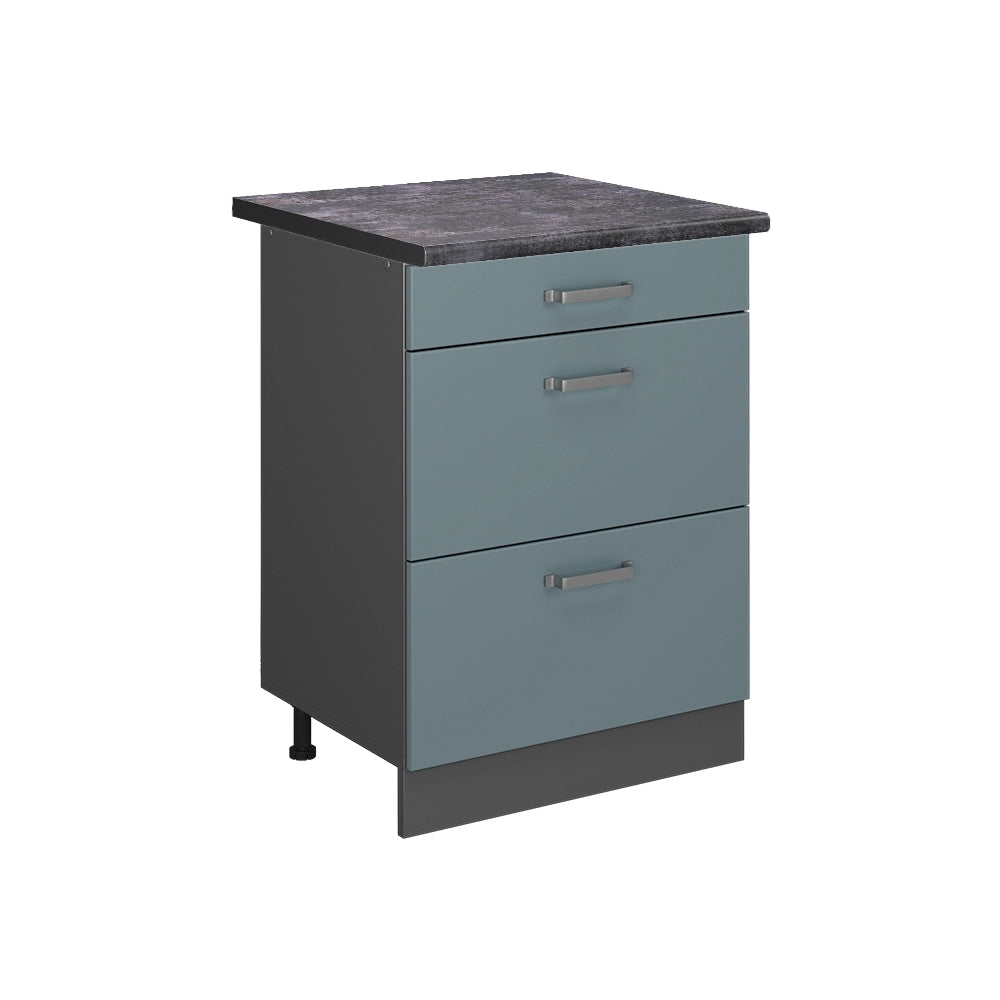 Vicco Mobiletto base per cucina Grigio-blu 60 cm con cassetti, PL Antracite