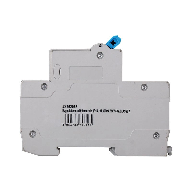 RCBO Interruttore Magnetotermico Differenziale Tipo A Curva C 3P+N 4M 6000A 300mA C20A AC 400V IP20 IEC61009-1