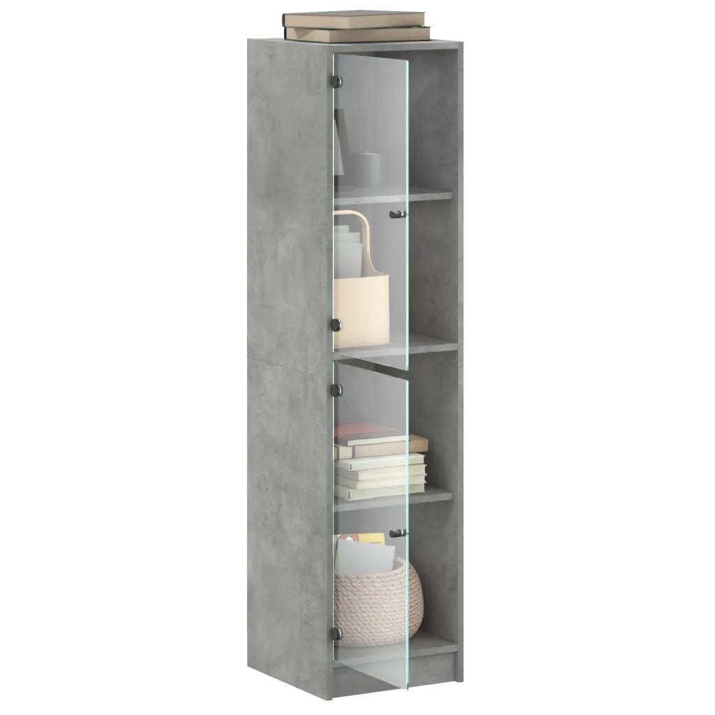 Credenza con Ante in Vetro Grigio Cemento 35x37x142 cm
