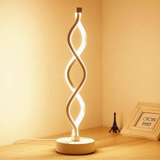Lampada da tavolo LED a onda - Regolazione della luminosità - 12 W - Bianco caldo - Protezione per gli occhi - Illuminazione decorativa