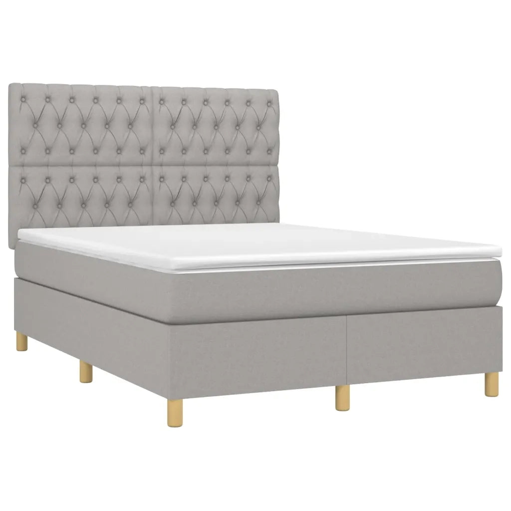 Letto a Molle Materasso e LED Grigio Chiaro 140x200 cm Tessuto 3135677