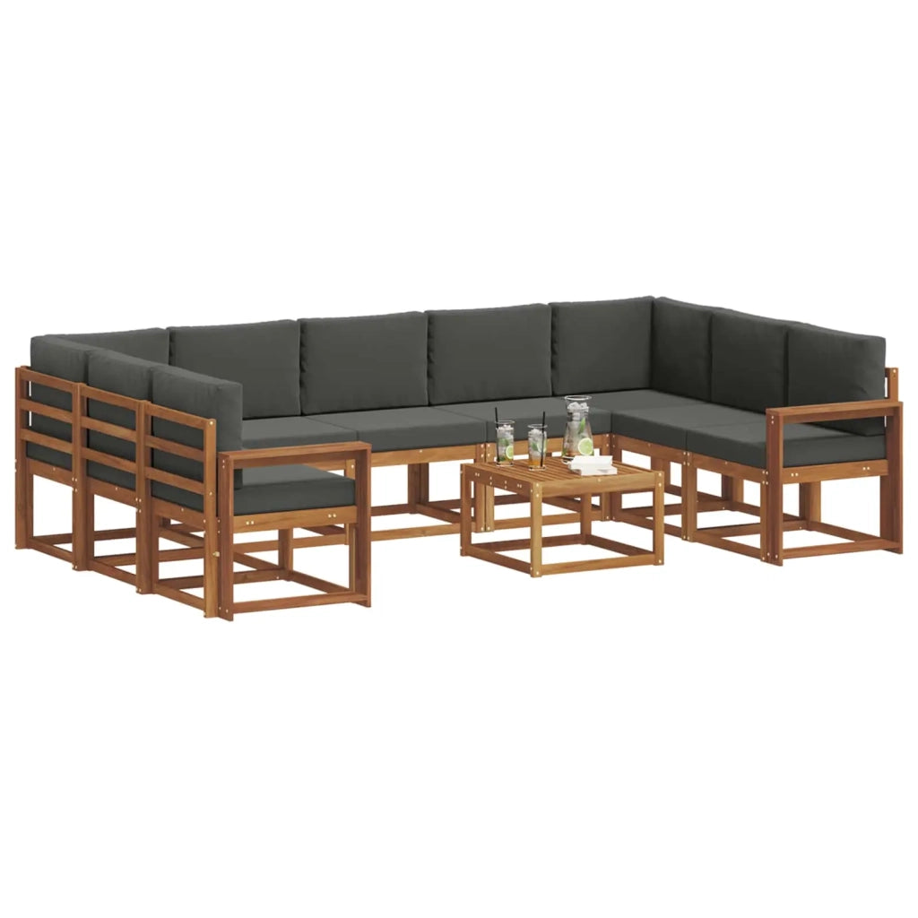 Set di divani da esterno 10 pcs Naturale e Antracite 3367025