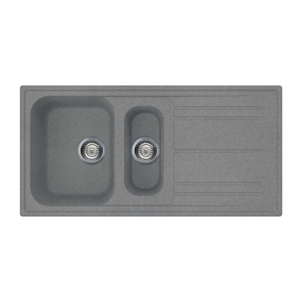 Lavello incasso 2 vasche e gocciolatoio reversibile 100x50 Smeg LZ102TT colore titanio