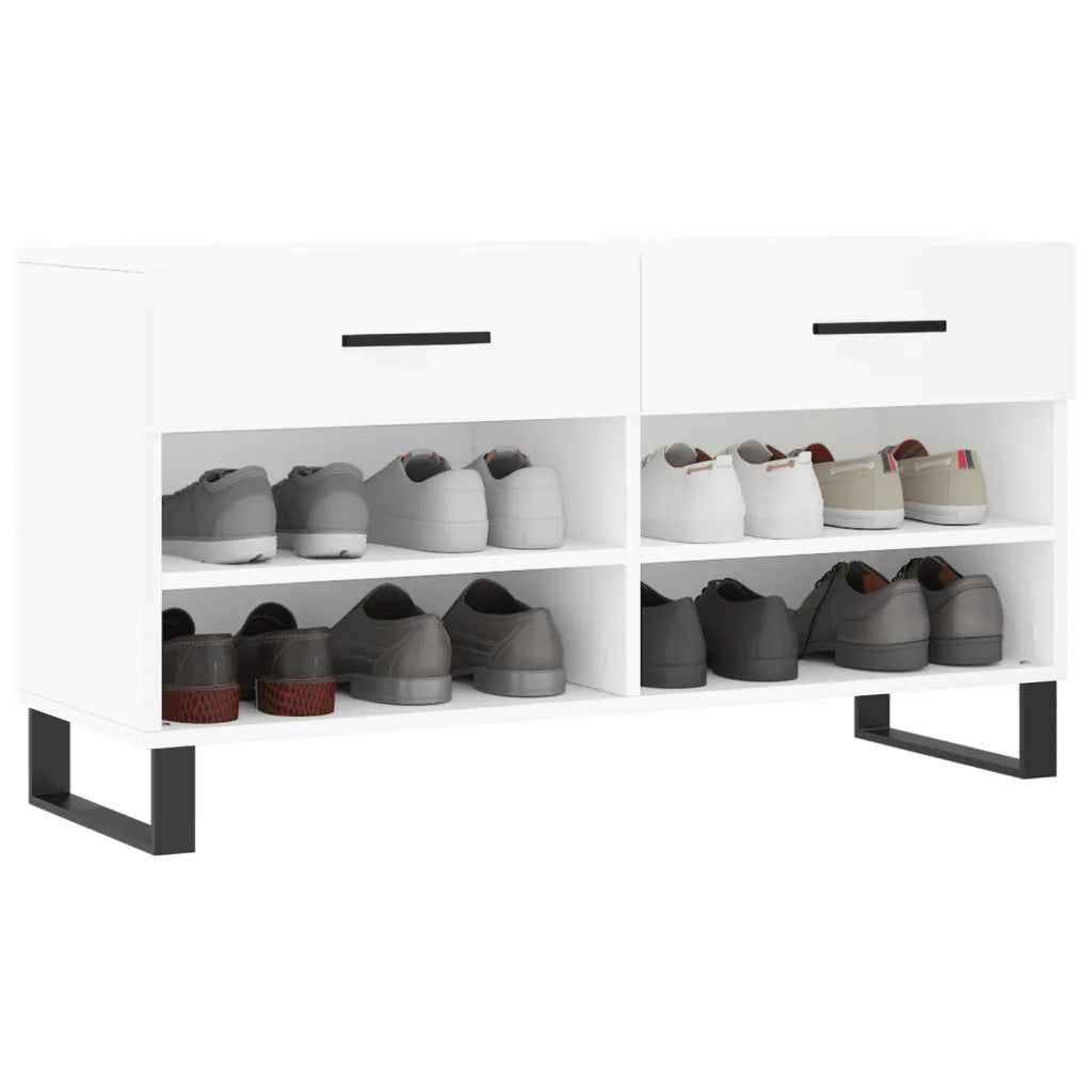 Panca Porta Scarpe Bianca 102x35x55 cm in Legno Multistrato