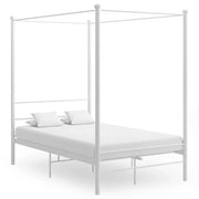 Letto a Baldacchino Bianco in Metallo 120x200 cm