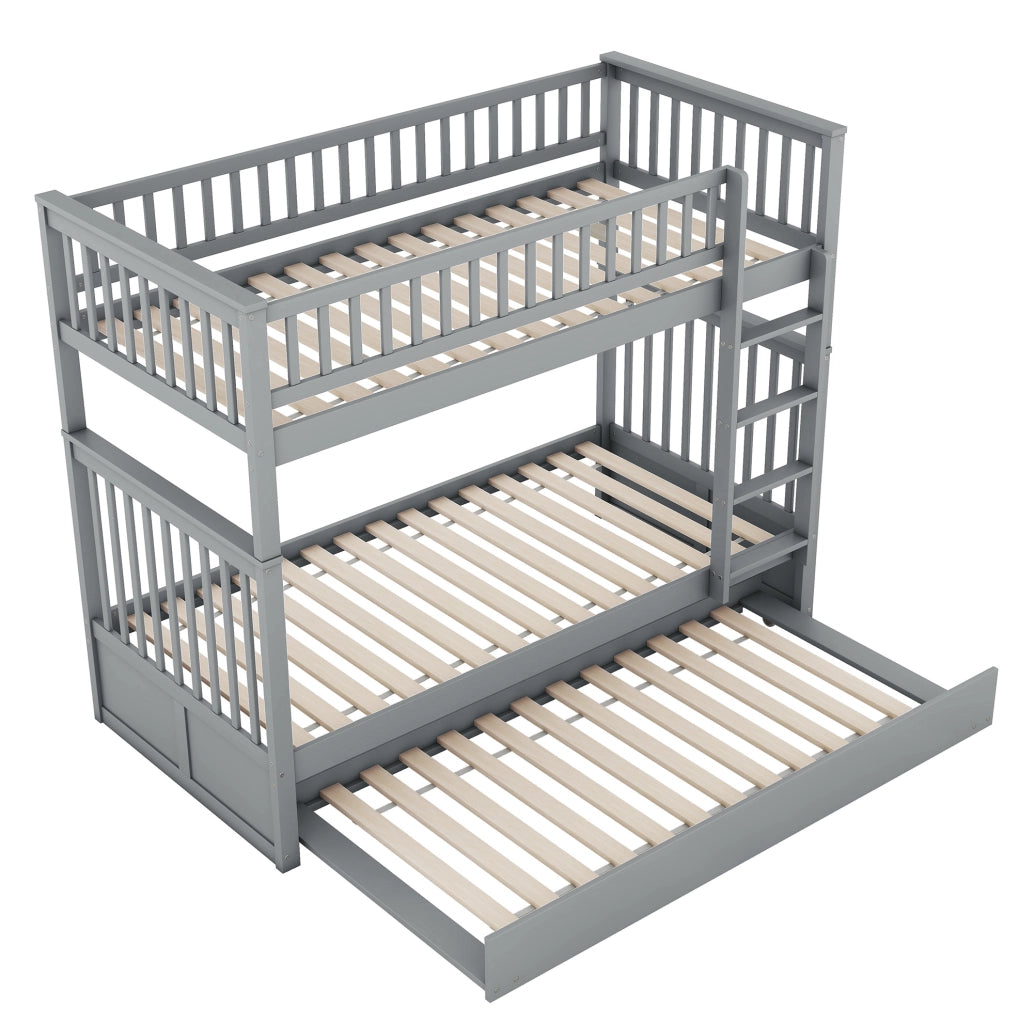 Letto a castello ULEVR 90x200 cm con letto estraibile 90x190 cm, scala laterale, grigio