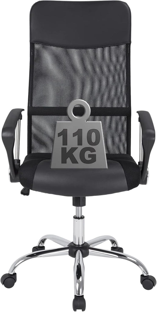 Set da 2 Sedie da Ufficio Ergonomiche in Similpelle Max. 110kg Regolabile da Scrivania Nero