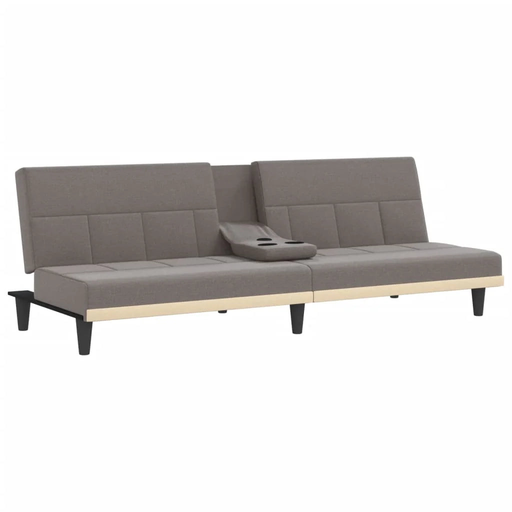 Divano letto con portabicchieri 200 x 89 x 70 cm tessuto tortora 02_0019847