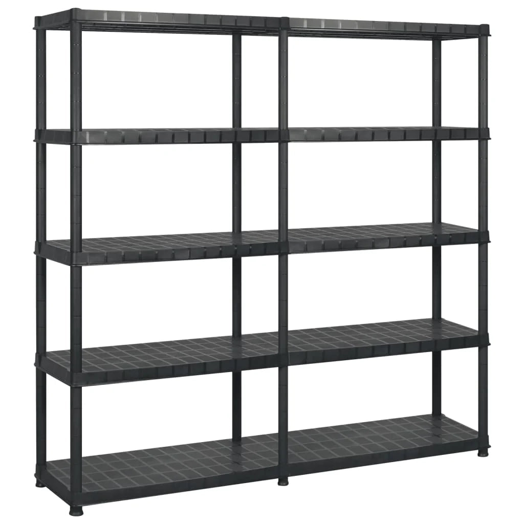 Scaffale portaoggetti a 5 ripiani 183 x 45,7 x 185 cm Plastica nera 02_0045703
