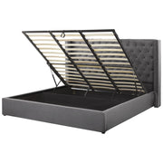 Letto con testiera imbottita in velluto grigio imbottita da 180 x 200 cm