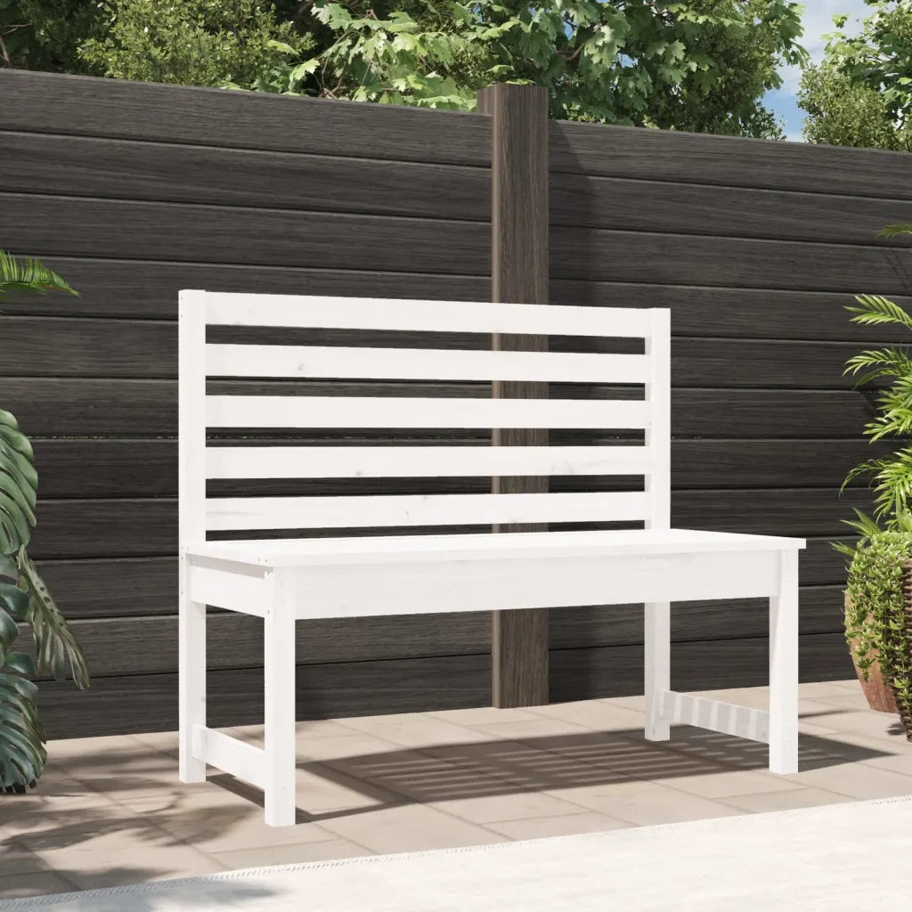 Panchina da Giardino | Panca da Giardino Bianca 109 cm in Legno Massello di Pino