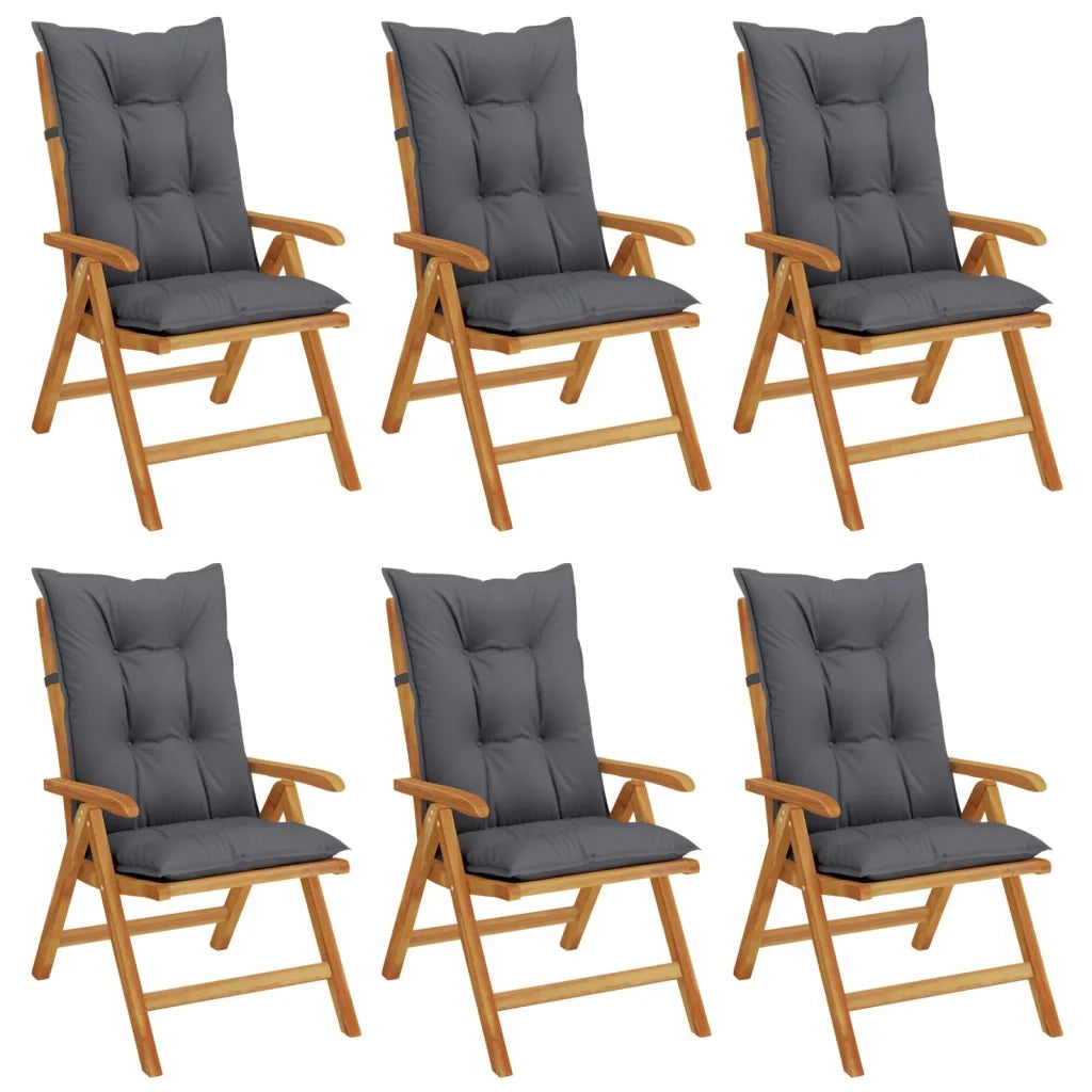 Sedie da Giardino Reclinabili con Cuscini 6 pz in Legno di Teak 3196508