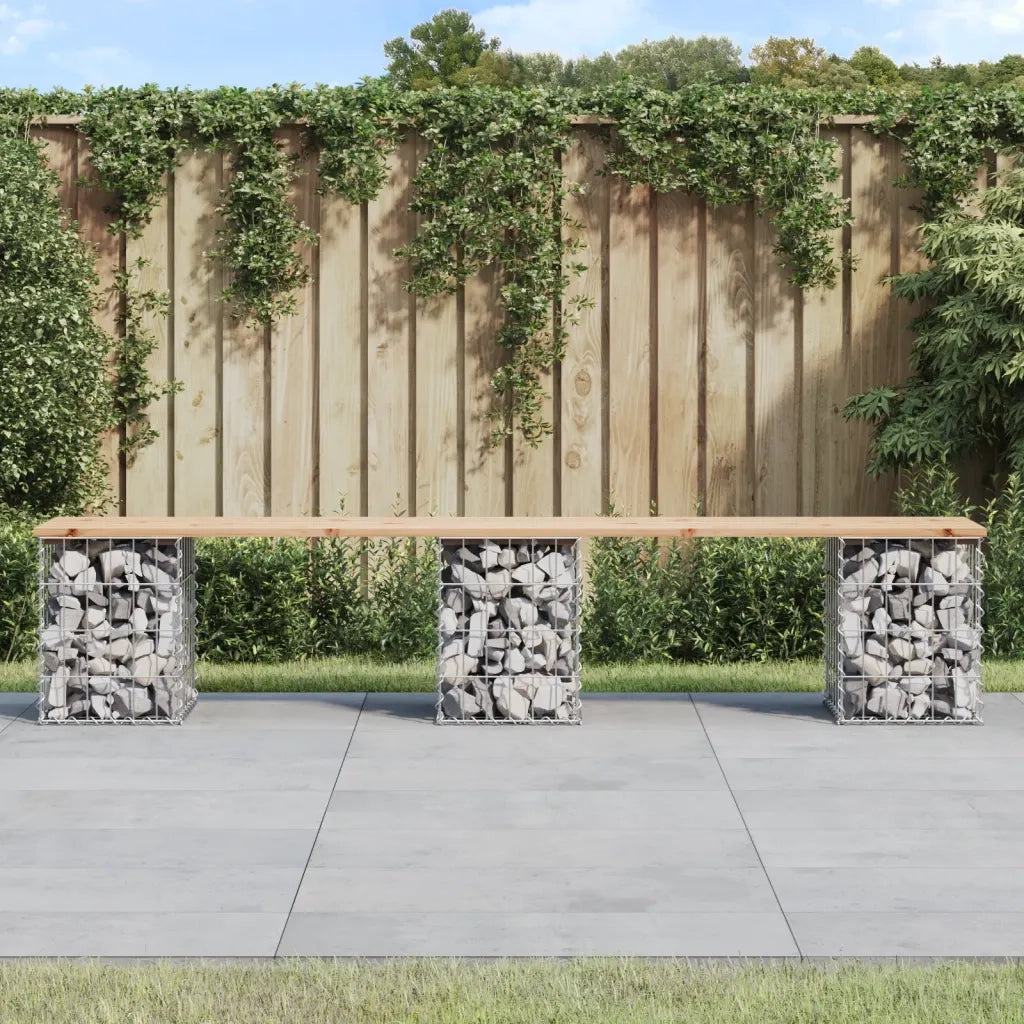 Panca Giardino Design Gabbione-Sgabello-Panca da esterno 203x31x42 cm Legno Massello Pino
