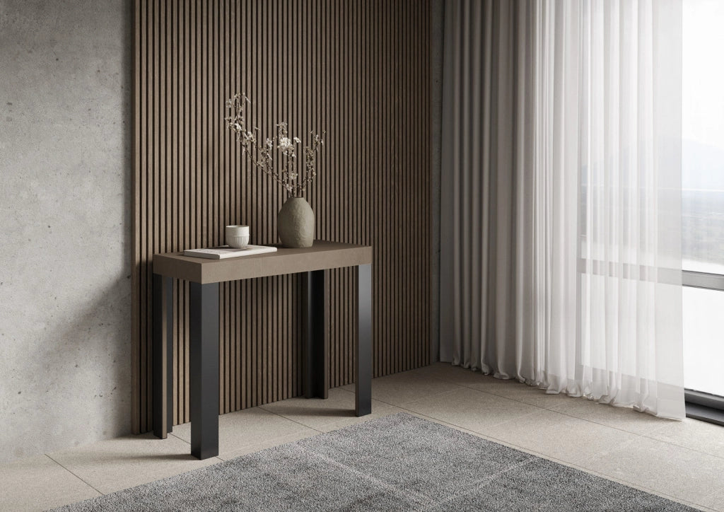 Consolle Allungabile 90-196x40x77 cm Linea Small Tortora Telaio Antracite