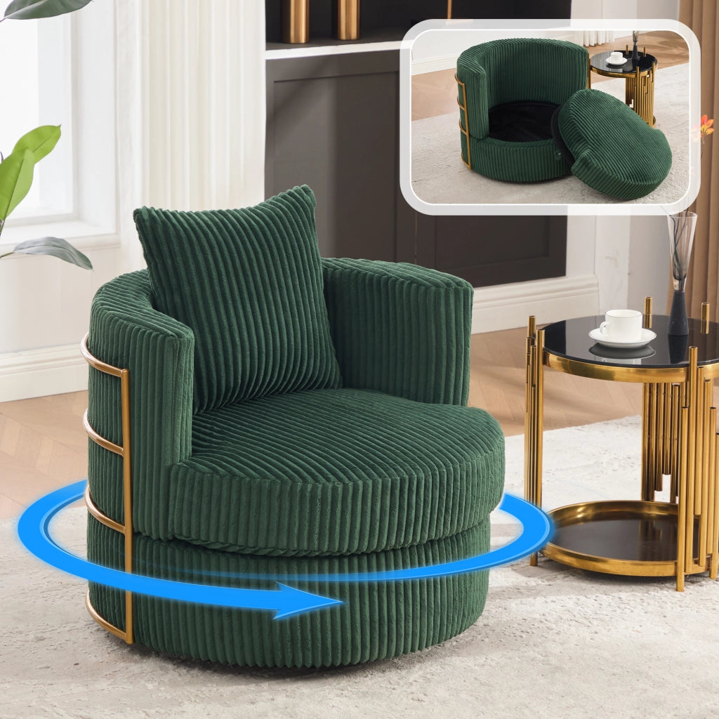 POLTRONA Girevole 360° in Corda 76x79x78 cm Verde Smeraldo