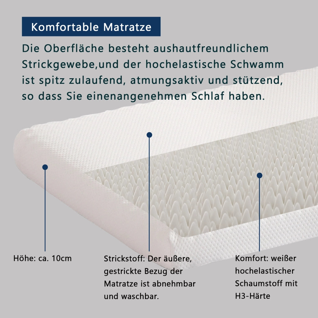Letto Estraibile 140x200 cm e 140x105 cm; Letto 2 Posti - Bordi Morbidi - Beige