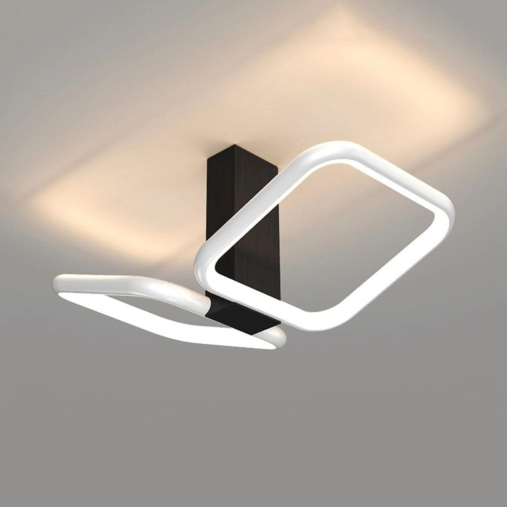 Trade Shop - Plafoniera Led 20w 2 Quadrati Bianco Design Moderno Lampadario Da Soffitto 50568 -