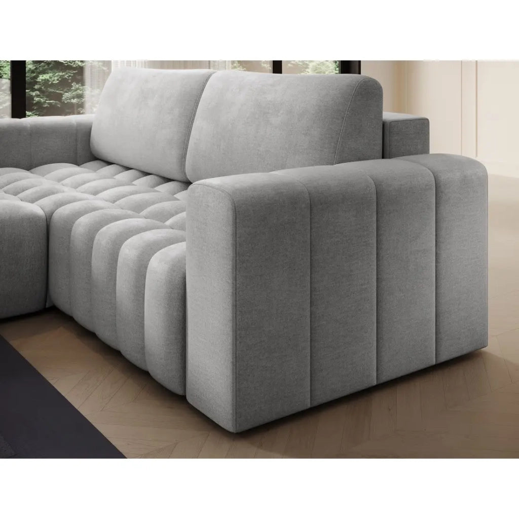 Divano angolare convertibile DORY grigio 250 cm con vano contenitore angolo sinistro