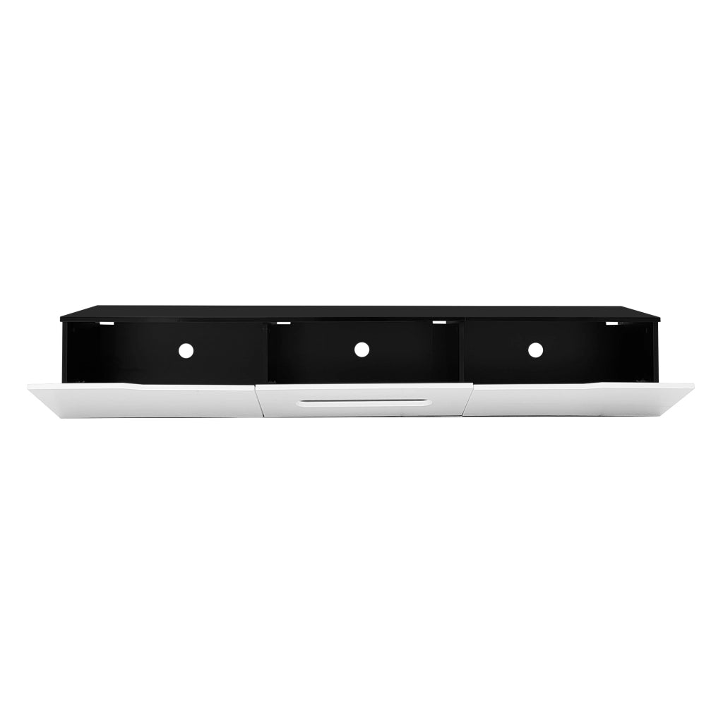 Mobile TV moderno 180x35x30 cm con LED 16 colori; MDF e truciolare; nero e bianco