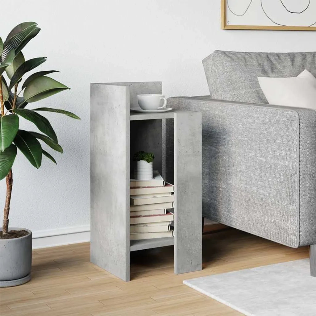 Tavolino Laterale con Ripiano Grigio Cemento 25,5x27x60 cm 858548
