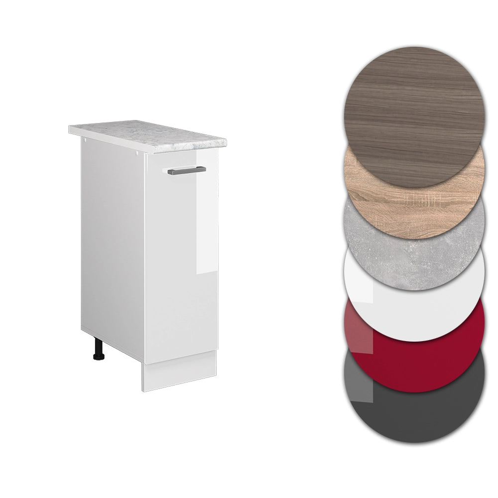 Armadio cucina dispensa alto R-Line Bianco lucido/Bianco 30 cm, PL Marmo Vicco