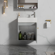 Mobile da bagno con lavabo in ceramica; MDF grigio e bianco