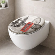 Sedile wc copri vater universale frizionato fantasia in mdf chiusura rallentata *** fantasia big ben, confezione 1