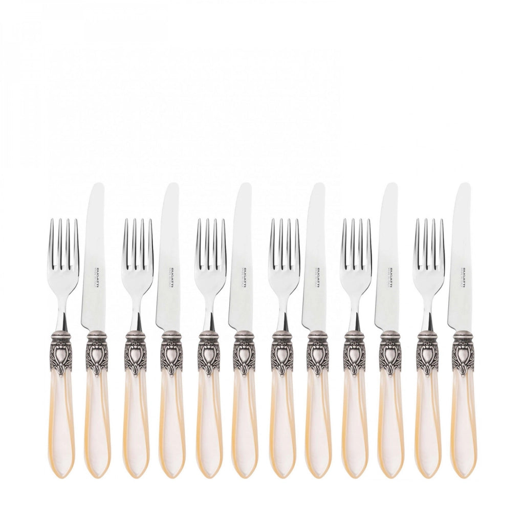 OXFORD Ghiera Argento Antico, Posate Set 12 Pz Frutta, Scatola
