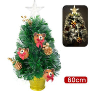 Trade Shop - Albero Di Natale Mini 60 Cm Con Decori Palline Orsetto E Luci Incluse Pigne -