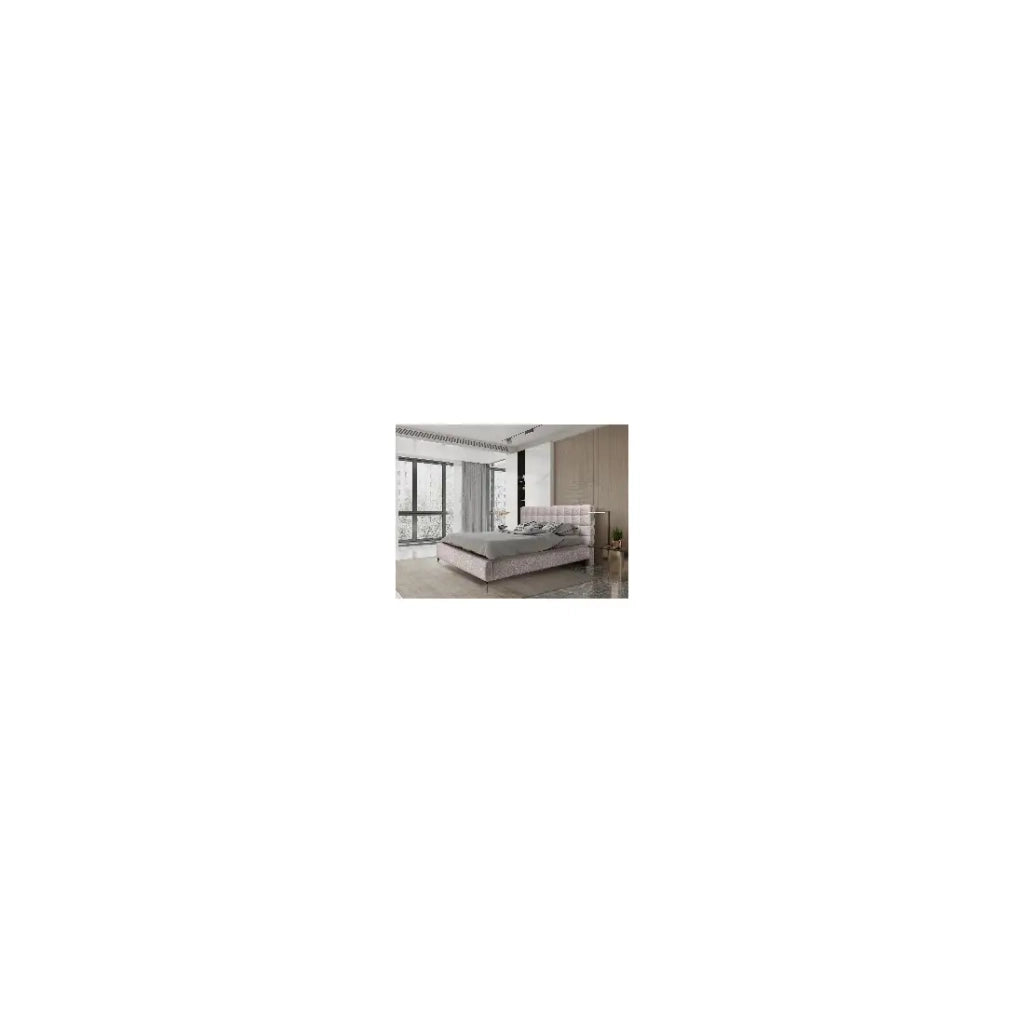 Letto MILLIO – Taupe – 180x200 cm – Tessuto chenille bouclé – Rete inclusa – Comfort da hotel 5 stelle