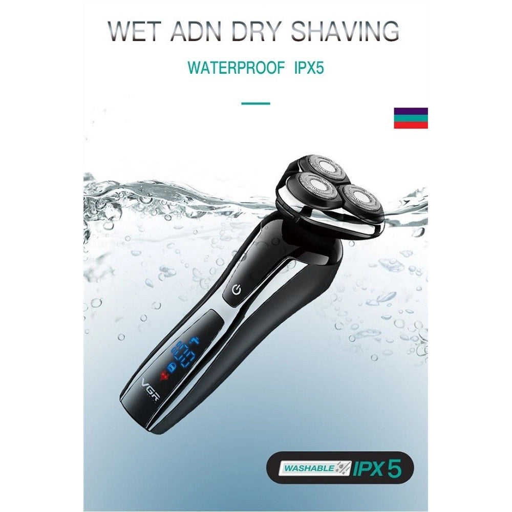 Trade Shop - Rasoio Professionale Vgr V-309 – Rotary Shaver Barber 3 Lame Usb Impermeabile -