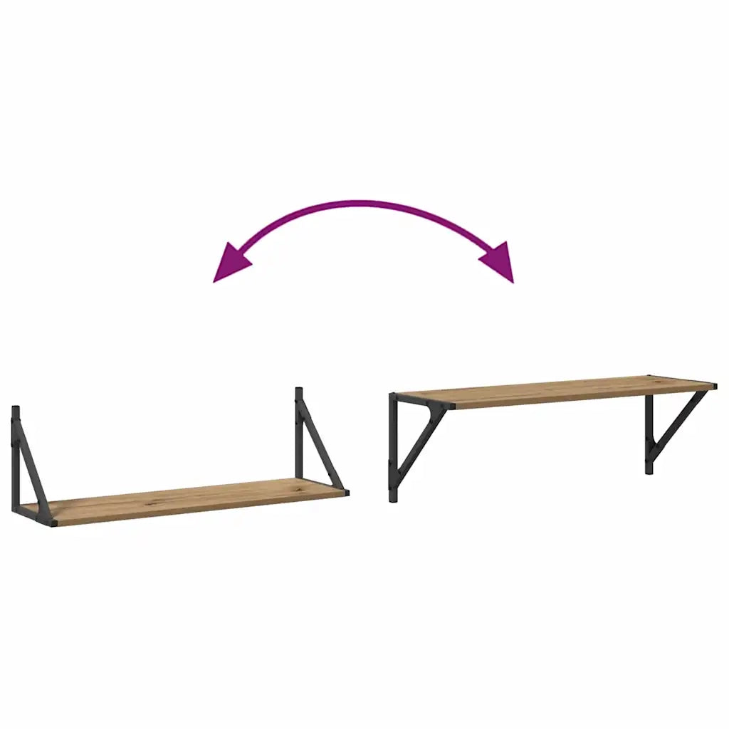 Scaffali da parete 2 pcs Rovere artigianale 80 x 25 x 25,5 cm 882860