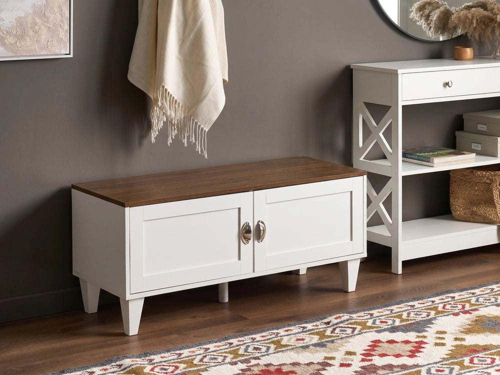 Scarpiera in MDF bianco 1 scomparto stile tradizionale ingresso