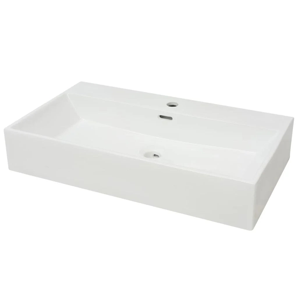 Lavabo con foro rubinetto in ceramica 76x42,5 cm bianco 02_0002535