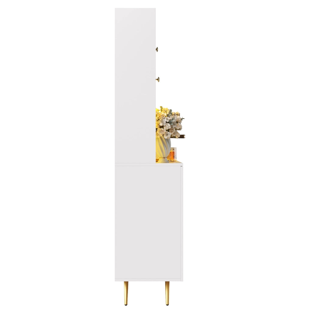 ARMADIO ALTO 120x40x176 cm Bianco in MDF e Vetro con LED, prese e USB