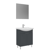 Set mobile lavabo con specchio (2 pezzi) "Purus 65" - 65 x 50 x 83 cm - Antracite opaco