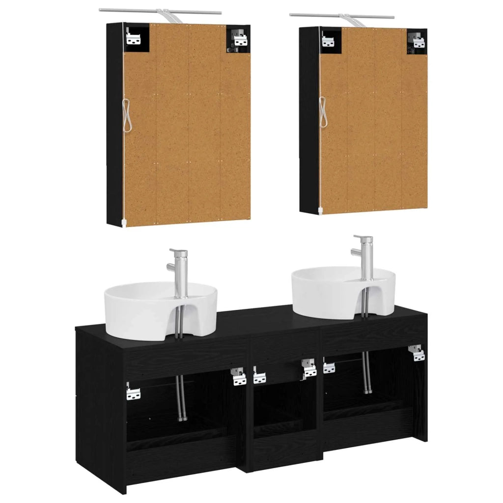 Set di mobili per il bagno 5 pcs Rovere Nero 3406920