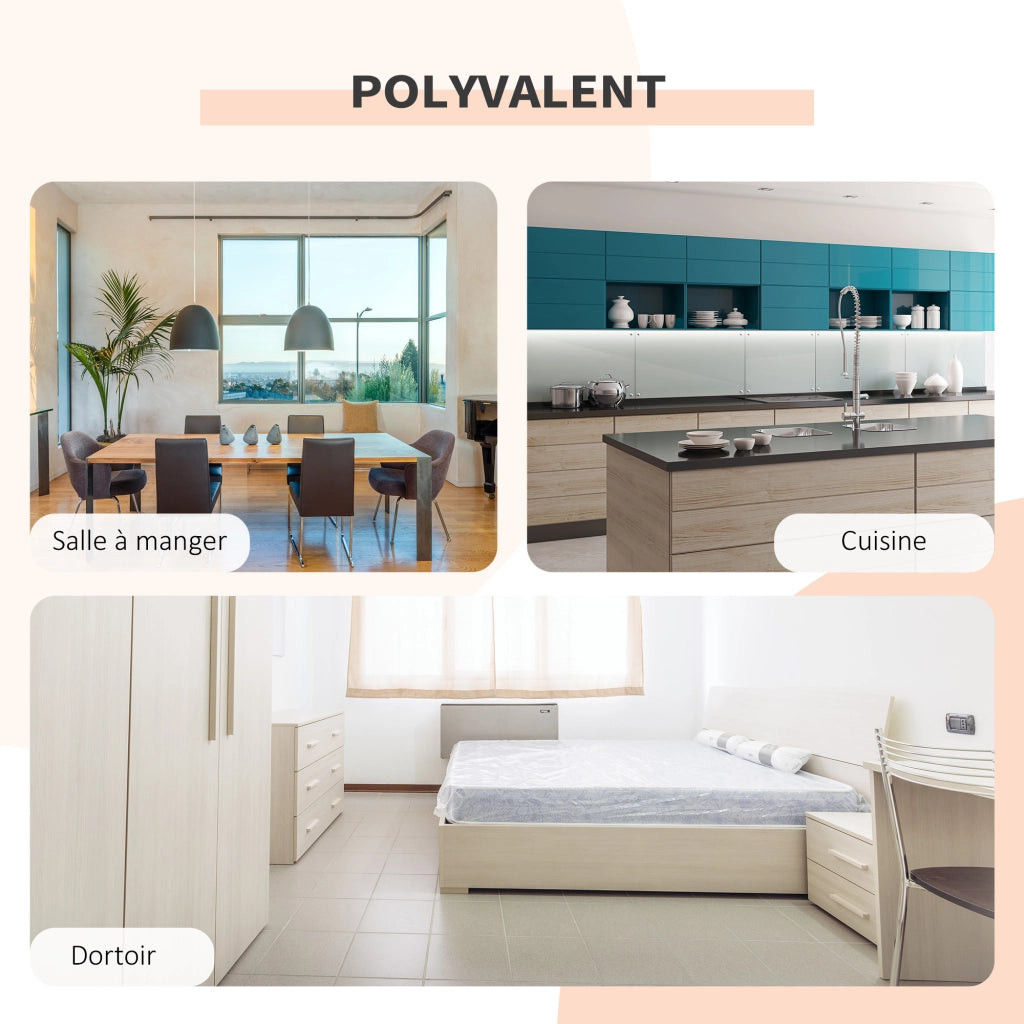 Tavolo da pranzo pieghevole per 4 persone con 4 nicchie ¨C zephmum ¨C MDF quercia chiaro acciaio bianco 169x62x75 cm