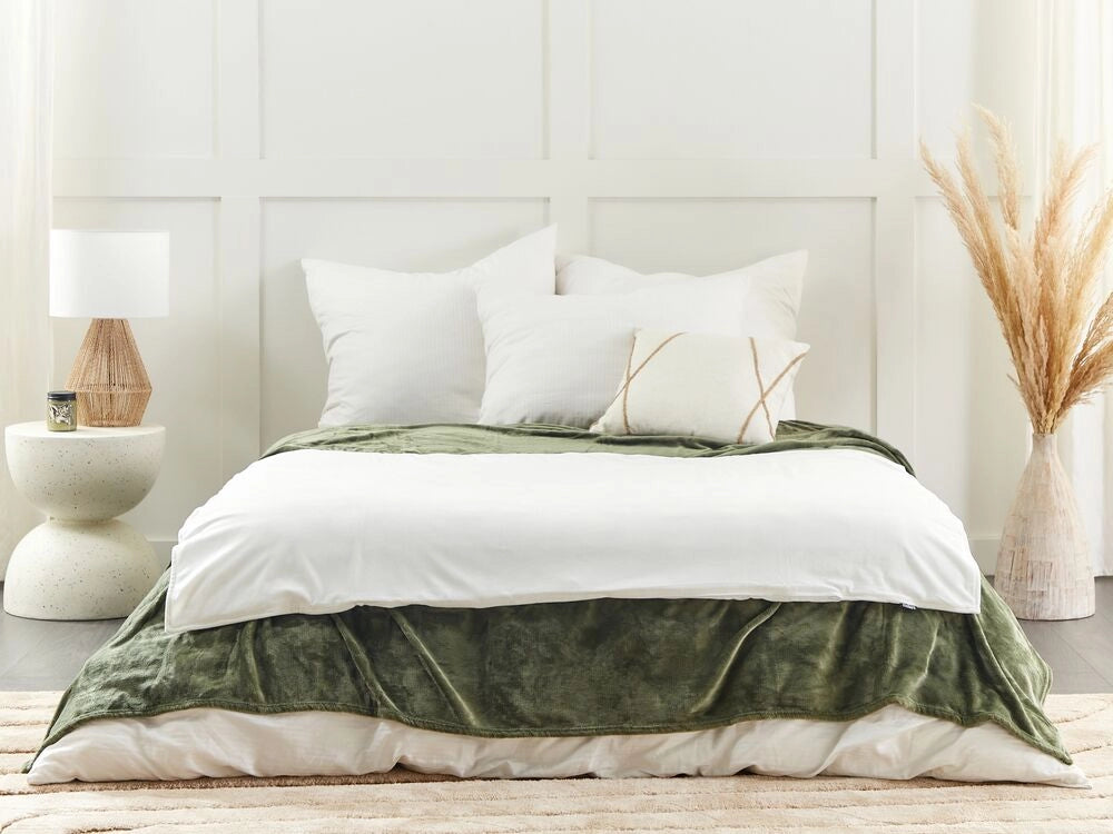 Copripiumino per coperta ponderata Bianco Tessuto poliestere 100 x 150 cm Motivo solido Design moderno Tessile camera da letto