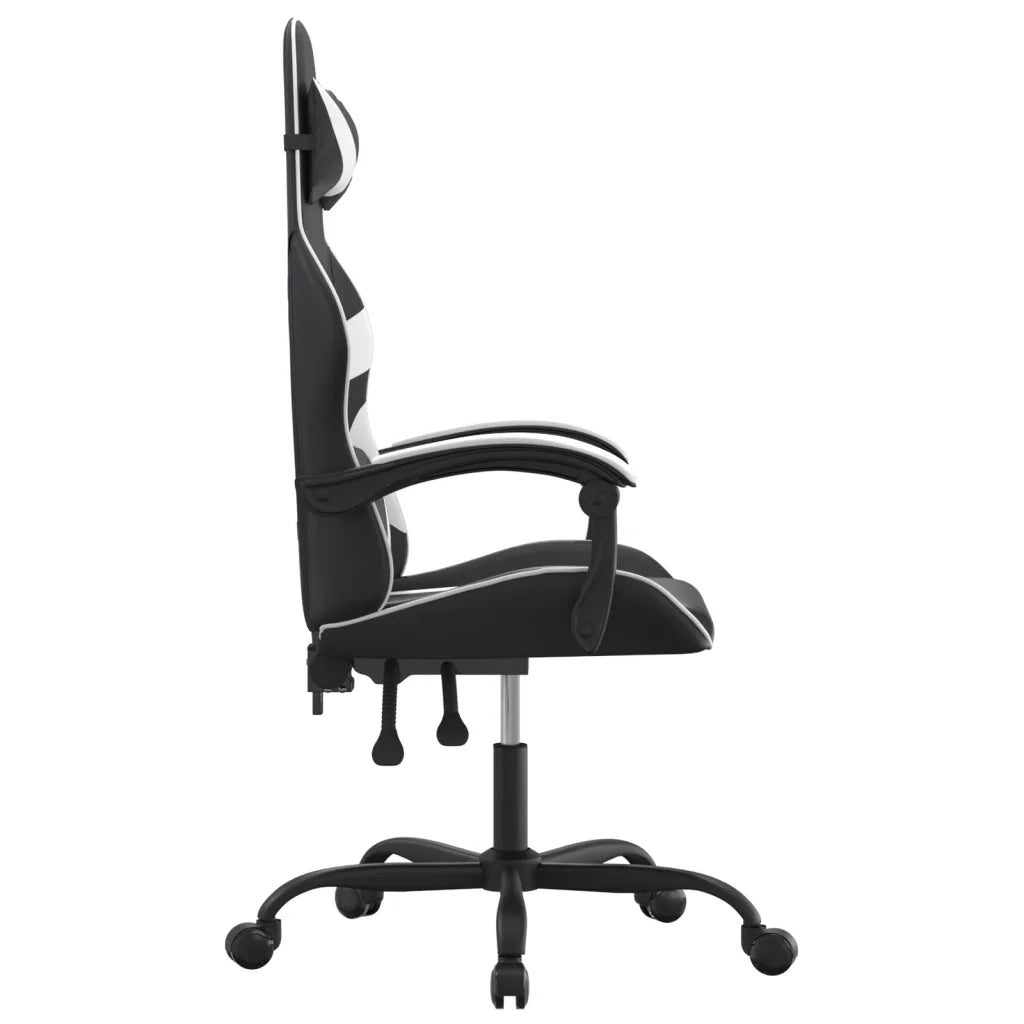 Sedia da Gaming Girevole Nero e Bianco in Similpelle 349548