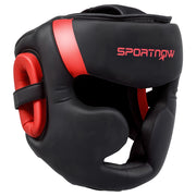 Casco da Boxe MMA con Cinturino Regolabile ¨C Minimal ¨C Rosso e Nero