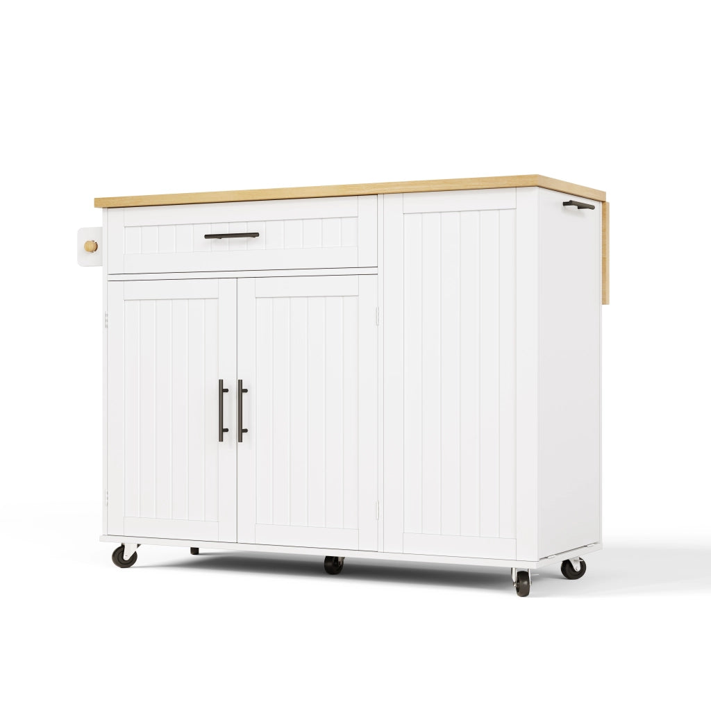 Isola da cucina mobile con piano ribaltabile, carrello portaoggetti, cassetto, ruote frenanti, 130x70x93 cm
