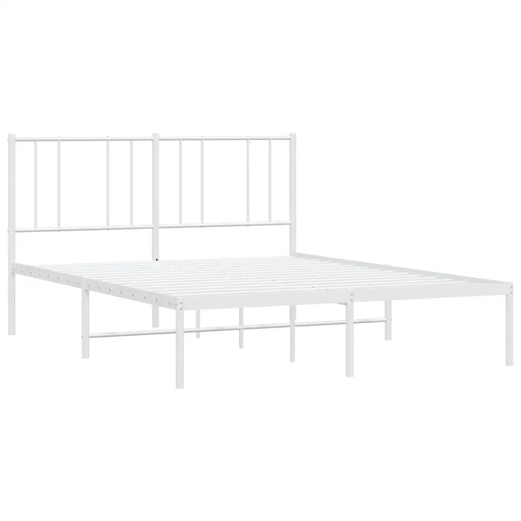 Letto matrimoniale | Letto per adulti | Giroletto con Testiera Metallo Bianco 150x200 cm