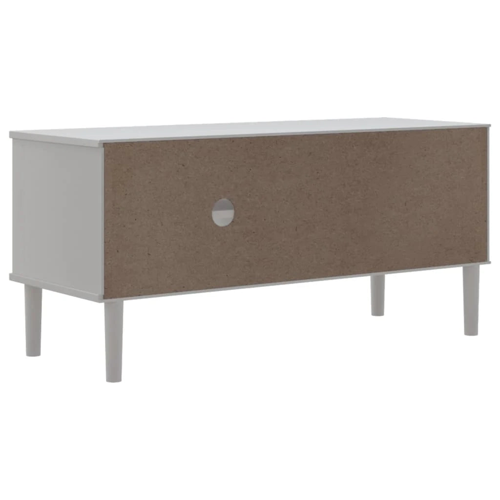 Mobile TV multimediale scaffale TV credenza TV sala da pranzo soggiorno camera da letto effetto rattan 106 x 40 x 49 cm legno massello di pino bianco 02_0028312