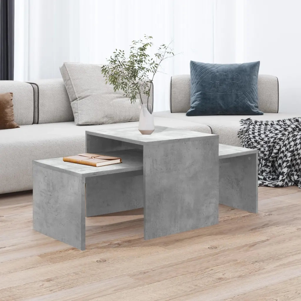 Set Tavolini da CaffÃ¨ Grigio Cemento 100x48x40 cm in Truciolato