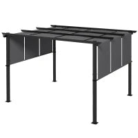 Gazebo Pergola 3x3.5 m con 3 Tettucci Regolabili in Acciaio e Poliestere Anti UV, Grigio
