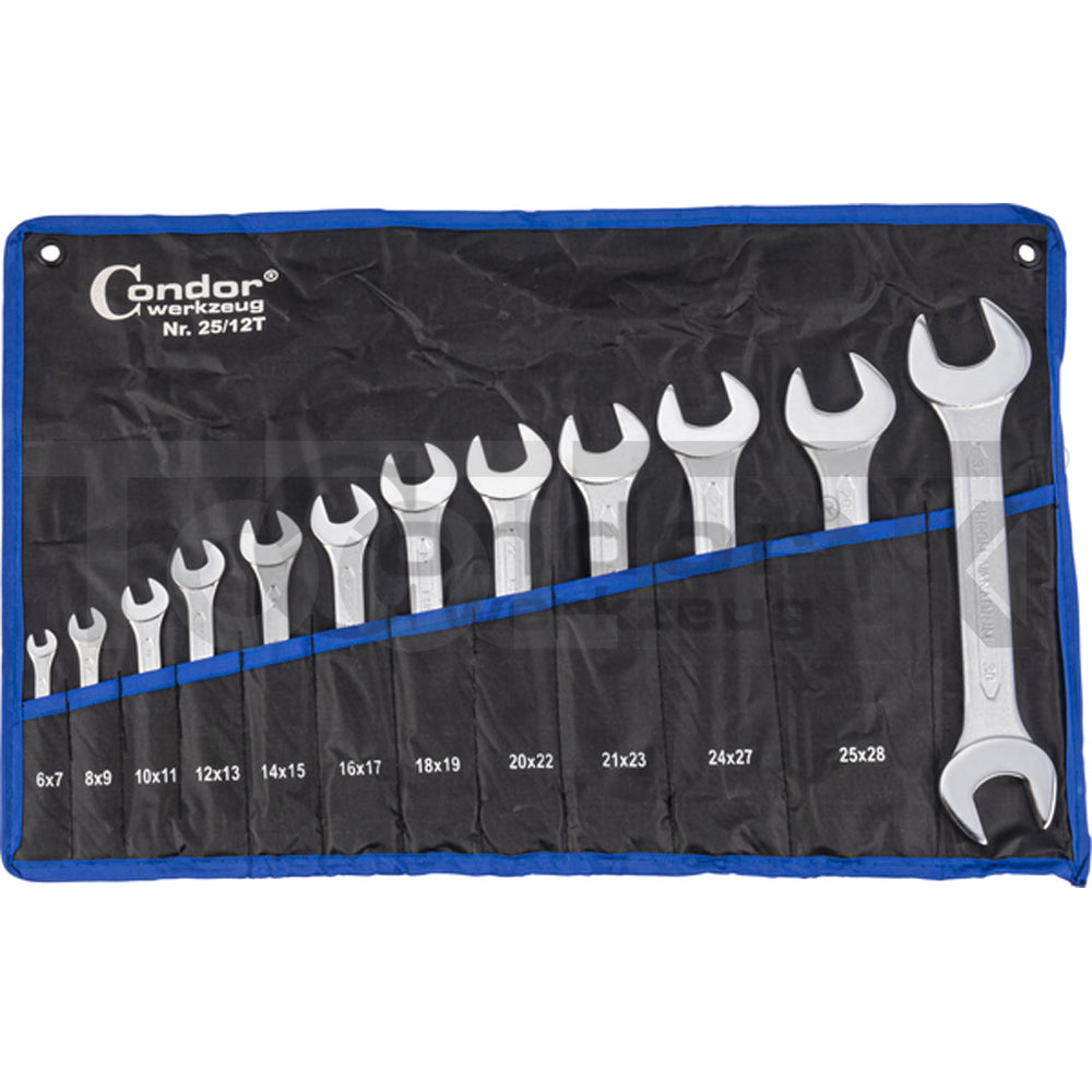 SERIE KIT SET CHIAVI FISSE EXTRA PIATTE INGLESI 12pz 6-32mm CONDOR 25.12.T