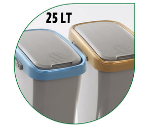 BIDONE PATTUMIERA RACCOLTA DIFFERENZIATA "ECOSWING" 25LT GRIGIO CORNICE ARANCIONE MHOME 10.8071.ARANCIONE